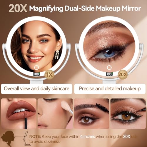 Shinowa 20X Magnifying Wall-Mounted Makeup Mirror with Lights