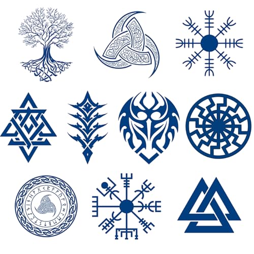 10 Pack Celtic Viking Temporary Tattoos – Waterproof Tribal Design