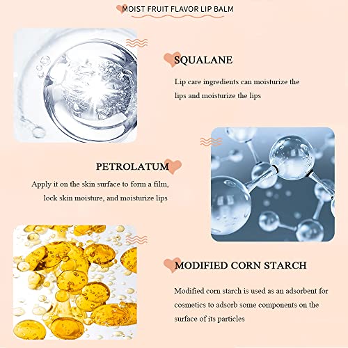 4Pcs Fruit Lip Balm Set - Natural Organic Lipsticks, Long Lasting Nutritious Moisturizer, Citrus, Peach, Strawberry, Cantaloupe Flavors