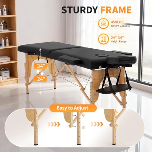 BestMassage Portable Massage Table 24" Wide Height Adjustable
