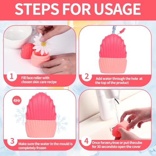 Pink Mermaid Shell Ice Cube Roller for Face, Eyes & Neck - Reusable Silicone Skin Care Tool