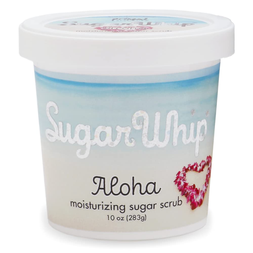 Primal Elements Sugar Scrub, Exfoliating Sugar Whip, Body Cleanser and Moisturizer - Aloha, 10 oz Package