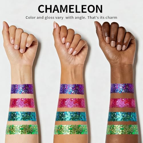 CHASPA Rave Festival Body Glitter Gel 4-Pack - Color Changing Shimmer