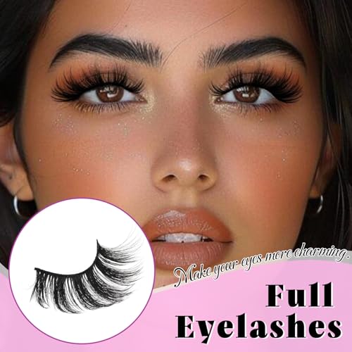 Losha Lashes Pack 7 Pairs Fluffy Faux Mink Eyelashes Soft Handmade False Eye Lashes for Dramatic Makeup