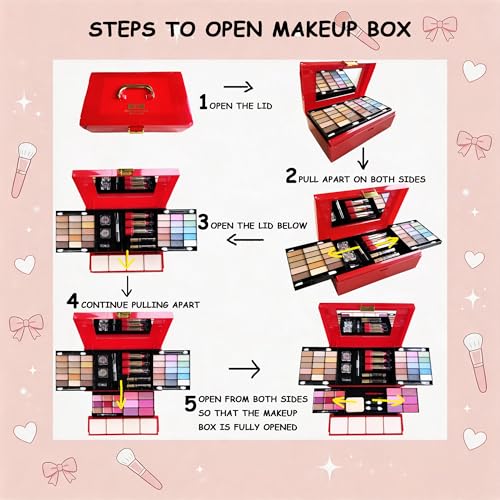 58 Colors Professional Makeup Kit with Eyeshadow, Blush & Lipstick