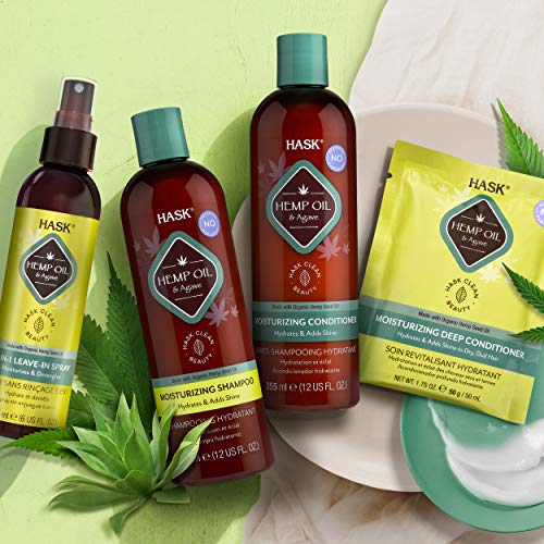 HASK Leave In Conditioner Spray, 2 Pack - Hair Care with Hemp Oil 5-in-1 for all hair, color safe, gluten free, sulfate free, paraben free