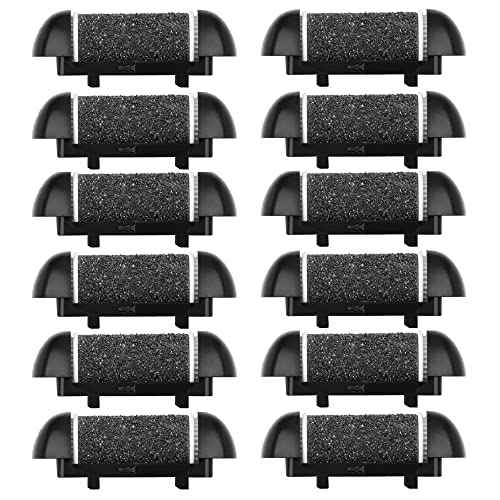 12 Pack Replacement Refill Rollers for Electric Foot File Callus Remover Pedicure Kit Tools Grinding Roller Head for Hard Callus and Tough Dead Skin (12pcs Extra Coarse)