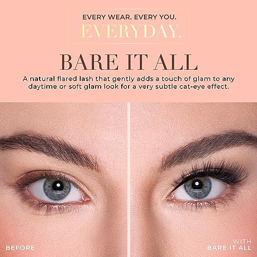 Lilly Lashes Everyday Bare it All Natural Lashes, Faux Mink Natural Eyelashes, False Eyelashes Everyday Use, Cat Eye Lashes, Individual Lashes Reusable up to 20x, No Lash Glue Included (13mm)