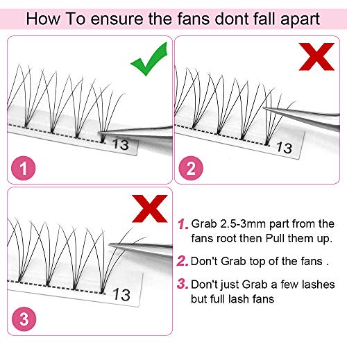Premade Fans Eyelash Extensions 4D-D-0.10-15 Short Stem Premade Volume Eyelash Extensions .07 .10 C D Curl Pre made Lash Fans 9 to 20 mm Volume Lash Extensions (4D-D-0.10,15mm)
