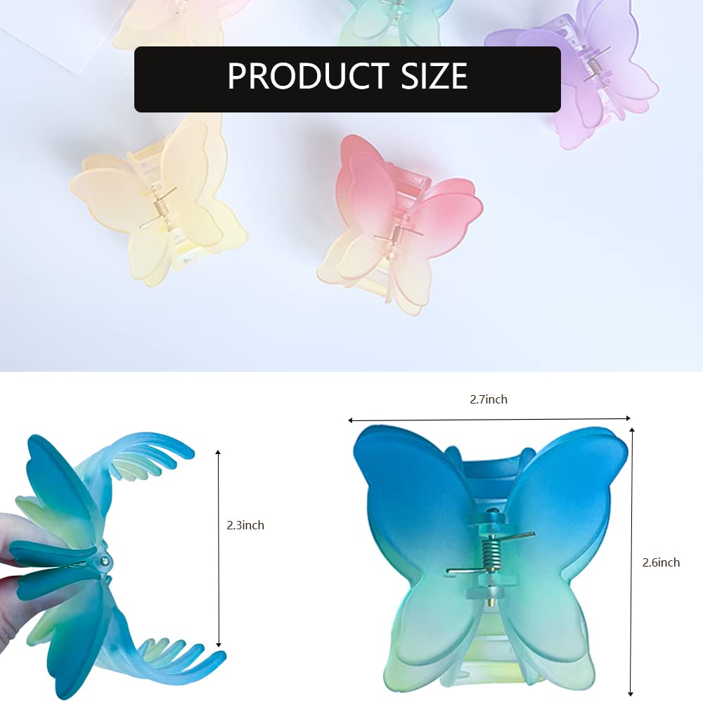 Fuyunohi Butterfly Clips, Hair Clamps Small Claw Clips Hair Grips Girls Hair Clips Butterfly Hair Clips for Girls, Barrettes and Hair Clips for Women(Mixed Color, 6 Pack)
