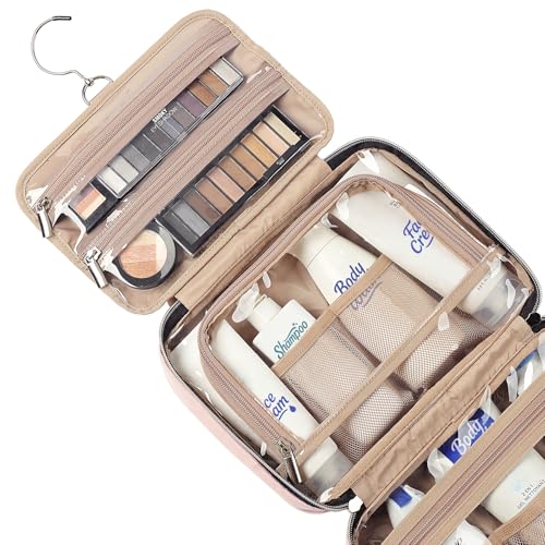 NISHEL Hanging Travel Toiletry Bag for Women, Pink