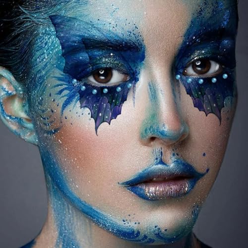 Peacock Butterfly Temporary Face Tattoos with Rhinestone Gems