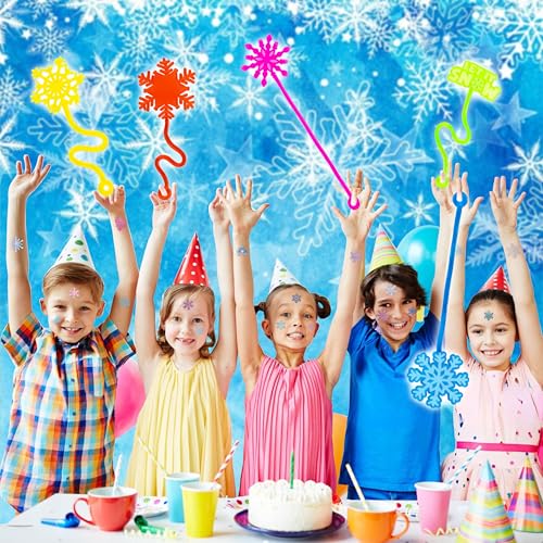 Snowflake Stick Hands Party Favors - 48 PC Set with Temporary Tattoos