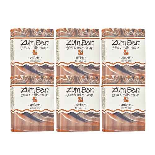Zum Indigo Wild Goat's Milk Soap Bar - Bar Soap for Hands & Body Made with Essential Oils - 3 oz - Amber (6 Pack)