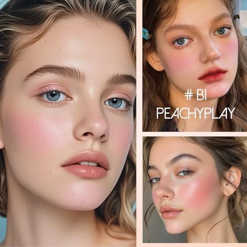 Multi Texture Blush Cream, Liquid, Powder & Jelly Blushes for Cheeks,Beauty-Matte & Natural Finish Cheek Tint & Blush Palette (B1 PeachyPlay?)