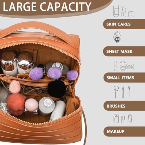 3D Striped Makeup Bag Large Capacity Cosmetic Organizer