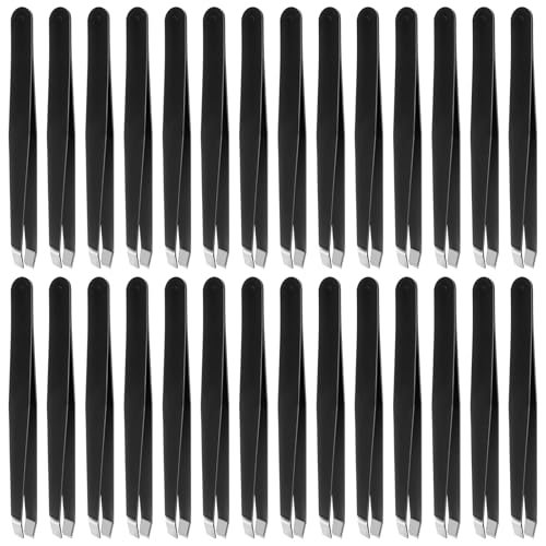 48 Pieces Eyebrow Tweezers Bulk Stainless Steel Slanted Tip Precision Tweezers for Facial Hair, Blackhead and Tick Remover, Men and Women Professional