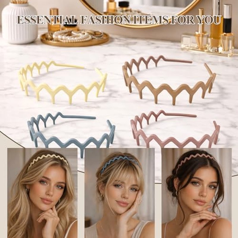 8-Pack Zigzag Headbands with Teeth for Women & Men