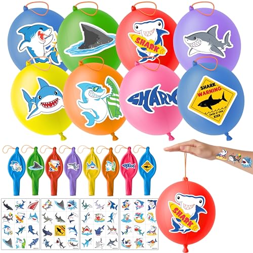 Shark Party Favors Kit - 24 Punch Balloons & 48 Tattoos