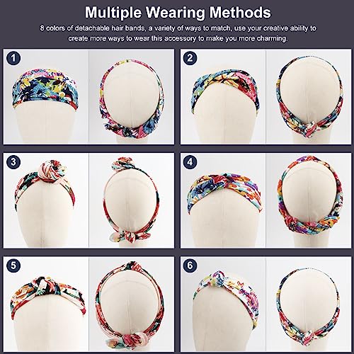 DRESHOW 8 Pack Adjustable Floral Headbands for Women