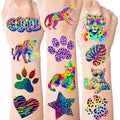 144PCS Cheetah Print Temporary Tattoos - Rainbow Leopard Stickers