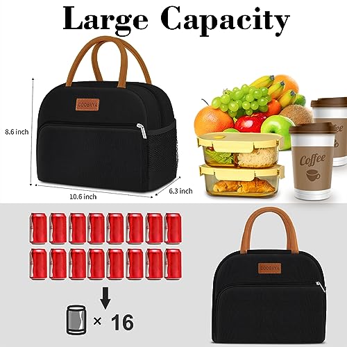 Coobiiya Lunch Bag Women, Lunch Box Lunch Bag for Women Adult Men, Small Leakproof Cute Lunch Tote Large Capacity Reusable Insulated Cooler Lunch Container for Work/Office/Picnic/Travel-Daffodil