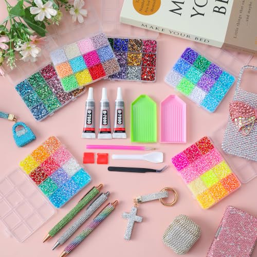 Multicolored Bedazzling Rhinestones and Pearls Kit with Tools - 54,000PCS