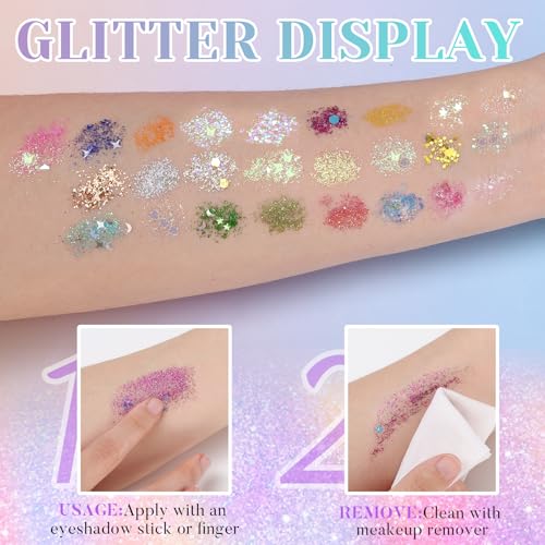 DAGEDA 25 Colors Body Glitter Palette - Face & Hair Gel