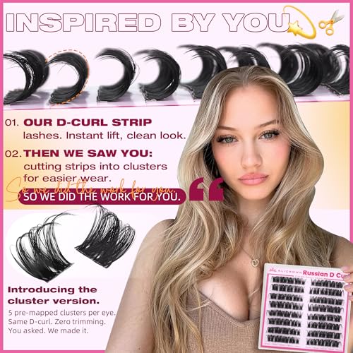 D Curl Lash Clusters Russian Eyelash Extensions 14-18mm