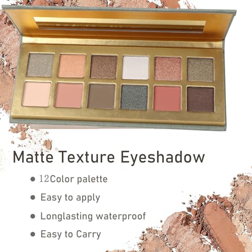 12 Colors Naked Eyeshadow Makeup Palette Matte & Pearlescent Make Up Pallet with Mirror Highly Pigmented Long Lasting Waterproof Travel Size Gift Kit
