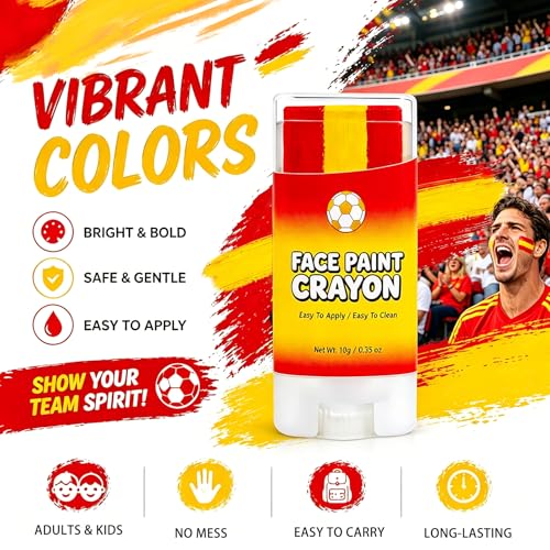 Spain Flag Face Paint Stick - Non-Toxic, Waterproof Crayon for Sports