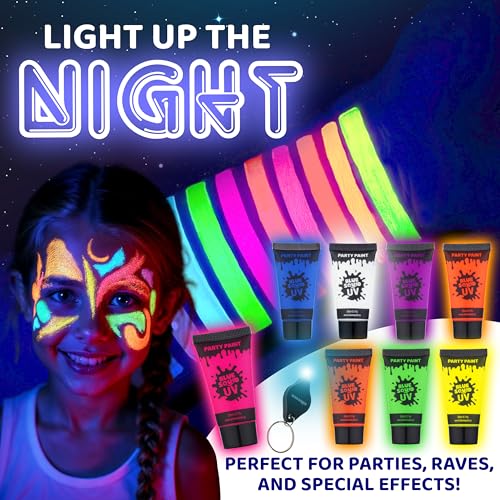 Blue Squid UV Body Paint Kit - 8 Neon Glow Colors