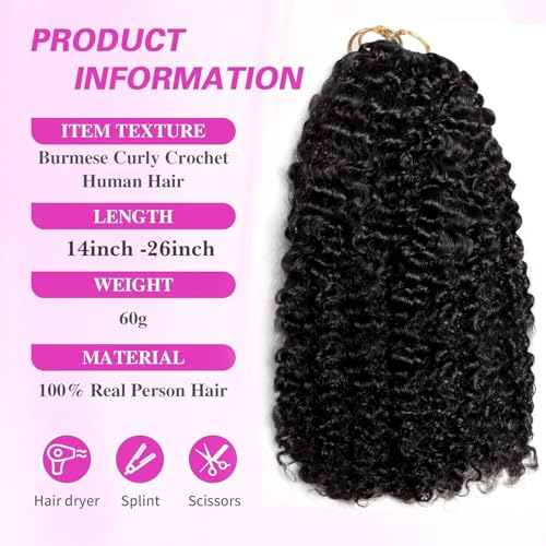 PERISMODA 12 Inch Burmese Curly Human Hair Crochet Bundles 15A 100% Remy