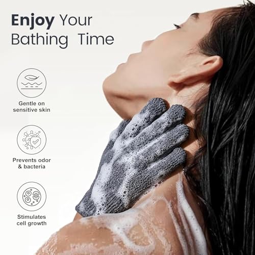 Yiclick 12Pc Exfoliating Gloves - Body Scrub Mitt for Shower