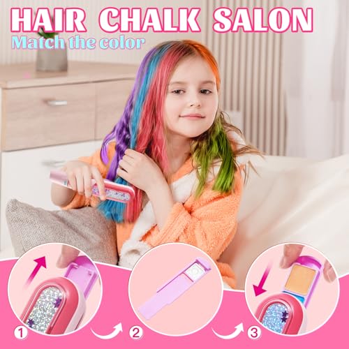 Temporary Hair Chalk Kit with Gem Stamper & Rhinestones
