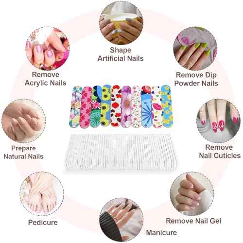 Mini Nail Files (50 Packs), Colorful Emery Boards for Nails Double Sided 180 Grit Emory, Gifts Bulk Fingernails Manicure Tools Shaping Buffing Smoothing Filers Cute 3.5¡±