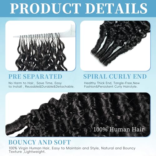 Burmese Curly Human Crochet Hair Extensions 18 Inch 120g