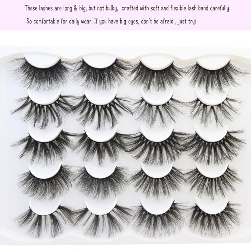 25MM Mink Lashes - 10 Pair Variety Pack Wispy Dramatic Eyelashes