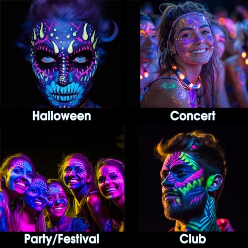 BADCOLOR Neon Glow Face Paint - 15 Colors UV Body Paint