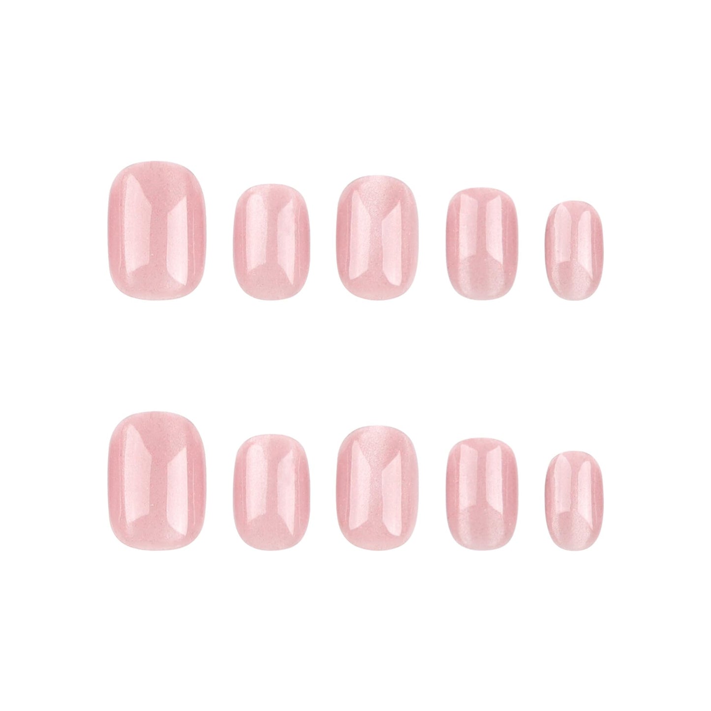 Square Press on Nails Short Cat Eye Fake Nails Press ons Pink Full Cover Acrylic Nails Glitter Design Glue on Nails Glossy Stick on Nails Artificial False Nails for Girls 24Pcs