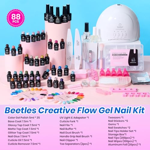 Electric Nail Drill Kit with 7 Bits & 88 Gel Colors for Manicure & Pedicure
