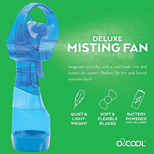 O2COOL Deluxe Handheld Battery Powered Water Misting Fan (Light Blue)