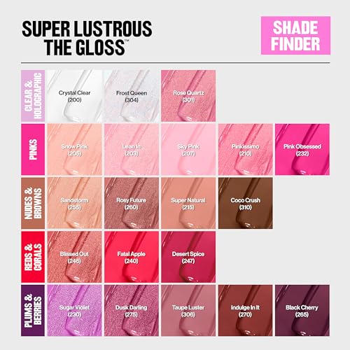 Revlon Lip Gloss, Super Lustrous The Gloss, Non-Sticky, High Shine Finish, 203 Lean In