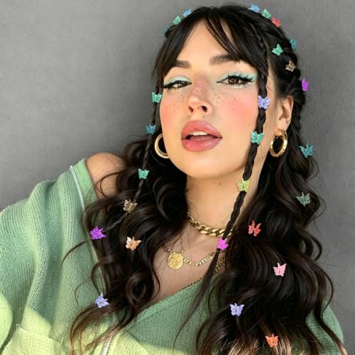 Mini Butterfly Hair Clips, 50 Pcs Glitter Pastel Set