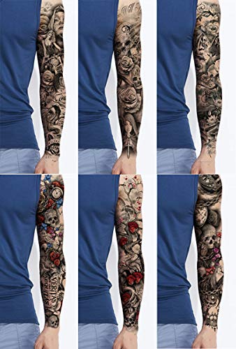 Pinone Full Arm Temporary Tattoo Stickers - 12 Sheets