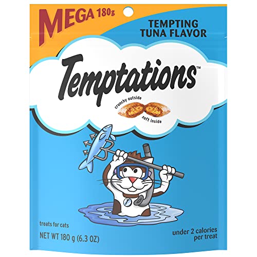 Temptations Classic Crunchy and Soft Cat Treats Tempting Tuna Flavor, 6.3 oz. Pouch (Pack of 10)