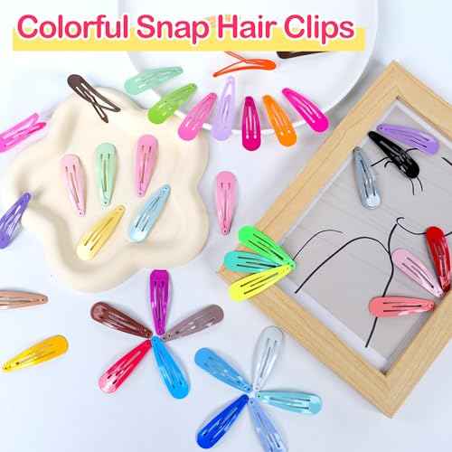 120 Pcs Snap Hair Clips Hair Barrettes,2 Inch Barrettes Metal Snap Clips Candy Color for Women Girls(40 Colors)