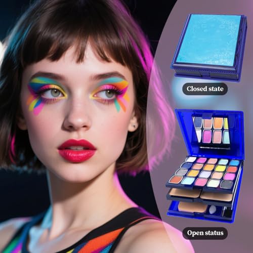 Badhare 30-in-1 Full Face Makeup Set with Eyeshadow, Lipstick, Blush, Mirror & Brushes