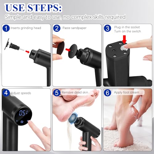 Electric Callus Remover with 10 Adjustable Speeds, 4500RPM Foot Grinder