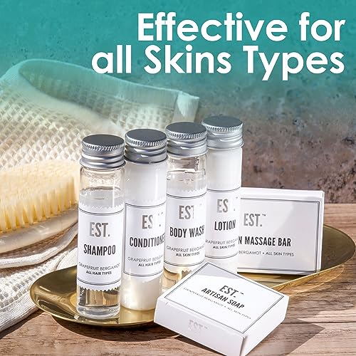 World Amenities EST. Body Wash with Grapefruit-Bergamot Fragrance, Biodegradable/Recyclable Bottle with Screw Top, 1.41oz / 40ml, Pack of 48